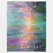 鮮やかな色彩の抽象的な花の絵画 フリースブランケット (正面)