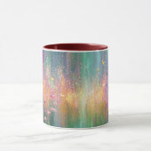 鮮やかな色彩の抽象的な花の絵画 マグカップ (中央)