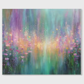 鮮やかな色彩の抽象的な花の絵画 ラッピングペーパー (フラット)