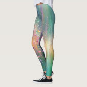 鮮やかな色彩の抽象的な花の絵画 レギンス (左)