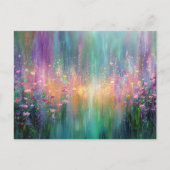 鮮やかな色彩の抽象的な花の絵 ポストカード (正面)