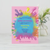 鮮やかな色彩の汚れ遊び キッズアートパーティー 招待状 (スタンド正面)