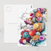 鮮やかな色彩の海の抽象的な水彩画イラストレーション ポストカード (正面/裏面)