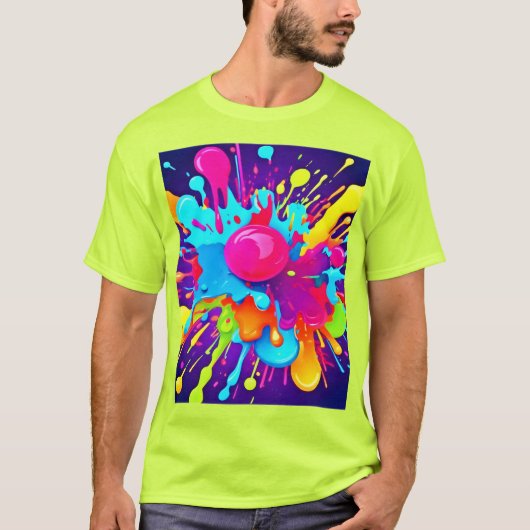 鮮やかな色彩の爆発：視覚的な饗宴 Tシャツ (正面)