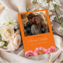 鮮やかな色彩の花の写真でお知らせ - 保存日 セーブザデート