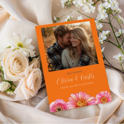 鮮やかな色彩の花の写真でお知らせ - 保存日 セーブザデート