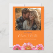 鮮やかな色彩の花の写真でお知らせ - 保存日 セーブザデート (正面)