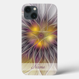 鮮やかな色彩の花、アブストラクトフラクタル名 iPhone 13ケース