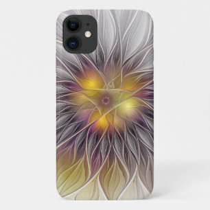 鮮やかな色彩の花、アブストラクトモダンフラクタル iPhone 11 ケース