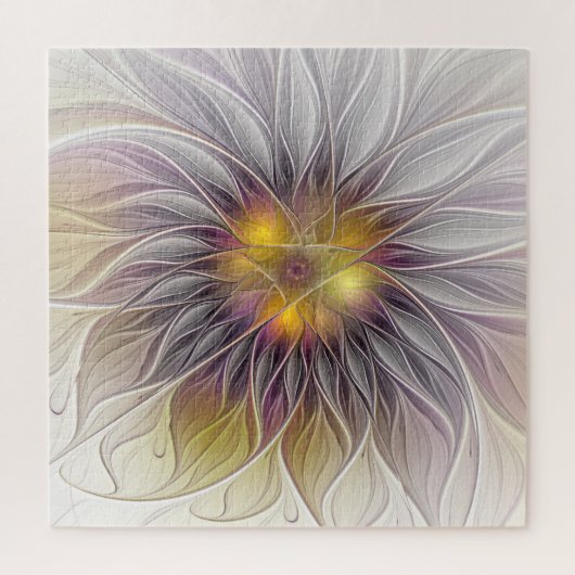 鮮やかな色彩の花、抽象的な現代のフラクタル ジグソーパズル (縦)