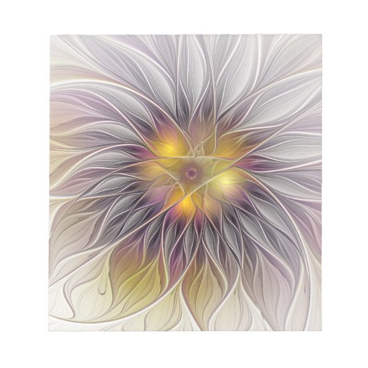 鮮やかな色彩の花、抽象的な現代のフラクタル ノートパッド (正面)