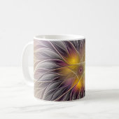 鮮やかな色彩の花、抽象的な現代フラクタル コーヒーマグカップ (正面左)