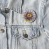 鮮やかな色彩の花、抽象的な現代フラクタル 缶バッジ (インサイチュ)