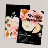 鮮やかな色彩の花 | 黒の結婚式の披露宴 招待状