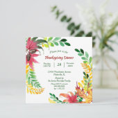 鮮やかな色彩の葉のフレーム 感謝祭のディナー 招待状 (スタンド正面)