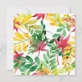 鮮やかな色彩の葉のフレーム 感謝祭のディナー 招待状 (裏面)