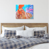 鮮やかな色彩の雄鶏の絵画 キャンバスプリント (インサイチュ (寝室))