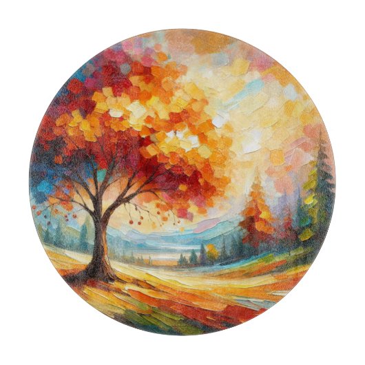 鮮やかな色彩の風景画 カッティングボード (正面)