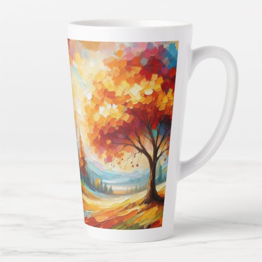 鮮やかな色彩の風景画 カフェラテマグ (右)