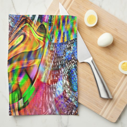 鮮やかな色澄んを背景に重ね合わせる キッチンタオル (四つ折り)