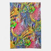 鮮やかな色澄んを背景に重ね合わせる キッチンタオル (縦)