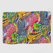 鮮やかな色澄んを背景に重ね合わせる ゴルフタオル (横)