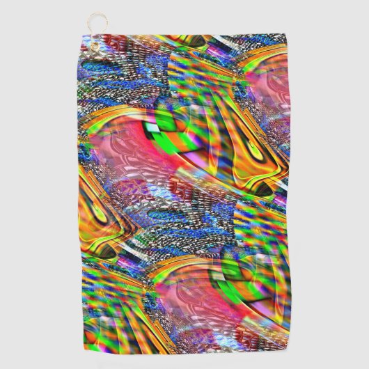 鮮やかな色澄んを背景に重ね合わせる ゴルフタオル (正面)