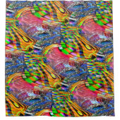 鮮やかな色澄んを背景に重ね合わせる シャワーカーテン (正面)