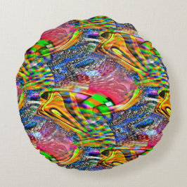 鮮やかな色澄んを背景に重ね合わせる ラウンドクッション