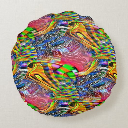 鮮やかな色澄んを背景に重ね合わせる ラウンドクッション (裏面)