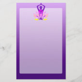 鮮やかな色相Omのはすヨガの姿勢 便箋 (正面)