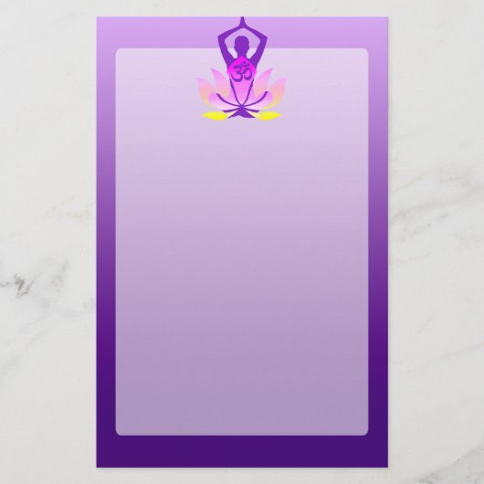 鮮やかな色相Omのはすヨガの姿勢 便箋 (正面)
