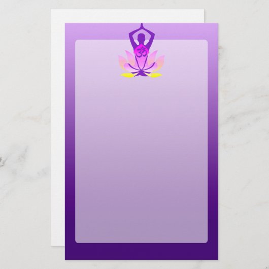鮮やかな色相Omのはすヨガの姿勢 便箋 (正面/裏面)