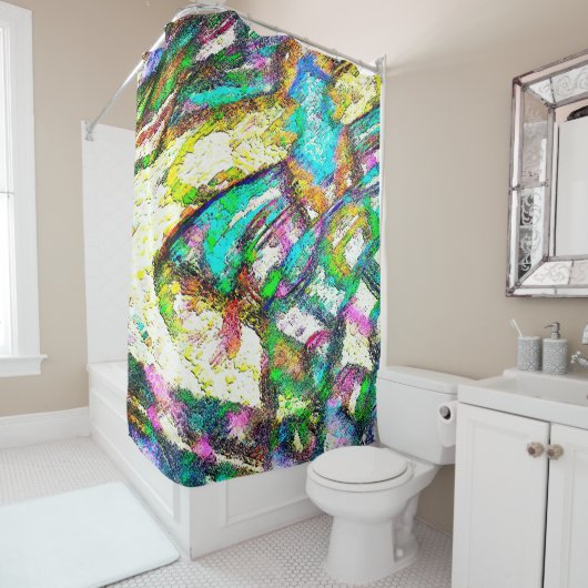 鮮やかな色 – 素朴粗い色のような粗い シャワーカーテン (インサイチュ)