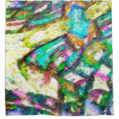 鮮やかな色 – 素朴粗い色のような粗い シャワーカーテン (正面)