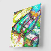 鮮やかな色 – 素朴粗い色のような粗い スクエア壁時計 (傾斜)