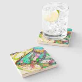 鮮やかな色 – 素朴粗い色のような粗い ストーンコースター