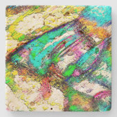 鮮やかな色 – 素朴粗い色のような粗い ストーンコースター (正面)