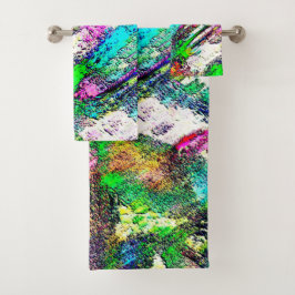 鮮やかな色 – 素朴粗い色のような粗い バスタオルセット