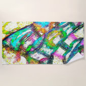 鮮やかな色 – 素朴粗い色のような粗い ビーチタオル (正面)