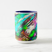 鮮やかな色 – 素朴粗い色のような粗い マグカップ (中央)