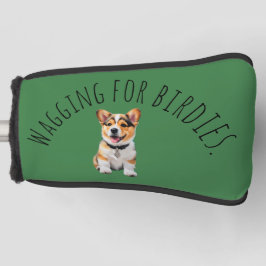 鮮やかな芝生グリーンのコーギー「Wagging for Birdies」 ゴルフヘッドカバー