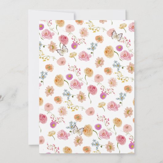 鮮やかな花々の愛が咲き誇る ブライダルシャワーのご案内 招待状 (裏面)