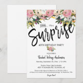 鮮やかな花がサプライズ誕生日退職パーティーを飾る 招待状 (正面/裏面)