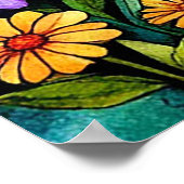 鮮やかな花が咲き乱れる草原 ポスター (角)