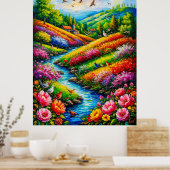 鮮やかな花が咲き乱れる風景 ポスター (キッチン)