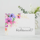 鮮やかな花とゴールドのブライズメイド 招待状 (スタンド正面)
