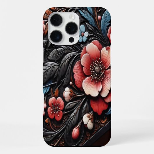 鮮やかな花と枝の情景 iPhoneケース (裏面)