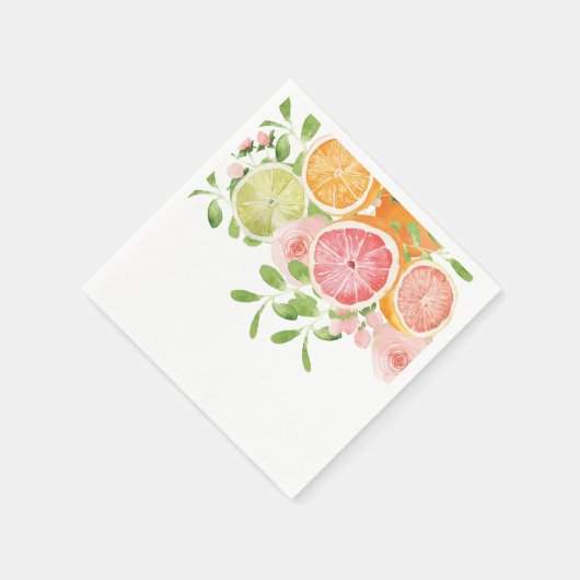 鮮やかな花と柑橘のブライダルシャワー スタンダードカクテルナプキン (角)
