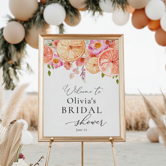鮮やかな花と柑橘類のウェディングシャワー歓迎 ポスター